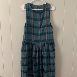 Vintage Blue Plaid Drop Waist Dress